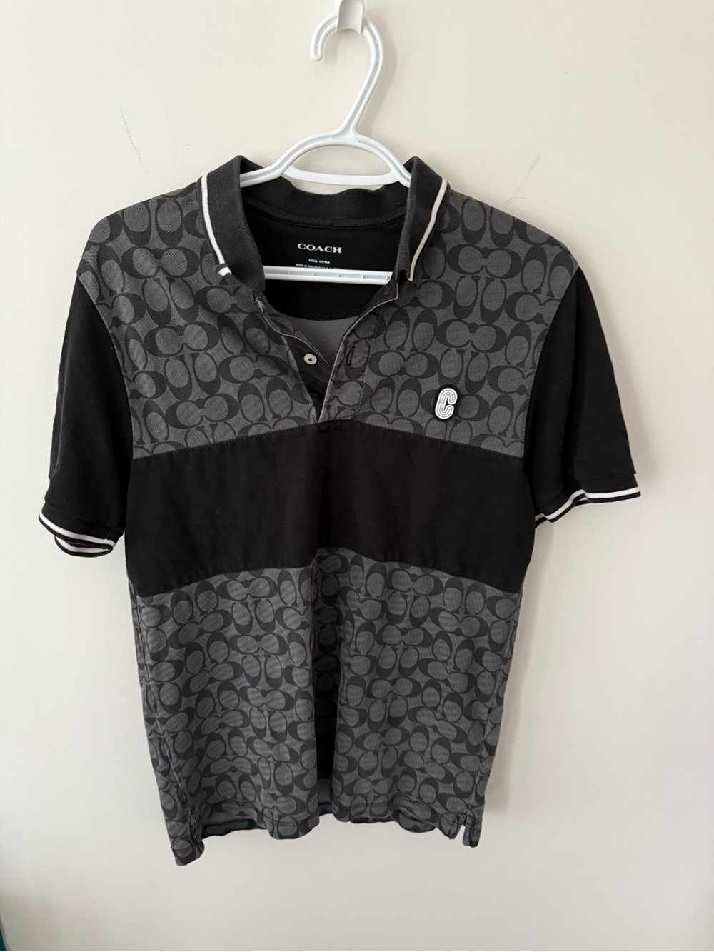Coach ladies Black & Charcoal Signature Polo Shirt